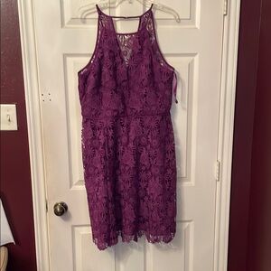 White House Black Market Purple Sheath Midi Dress